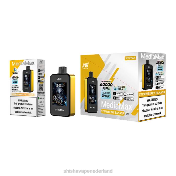 JNR MediaMax 40k trekje - JNR vape nicotine aardbei banaan 578T16