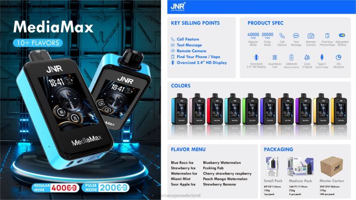 JNR MediaMax 40k trekje - JNR vape pods zuur appelijs 578T20