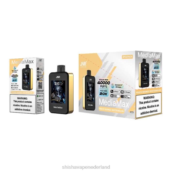 JNR MediaMax 40k trekje - JNR vape review perzik-mango-watermeloen 578T15